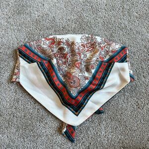 Fashion Nova White Paisley Print Bandana Crop Top with Red and Teal Accents